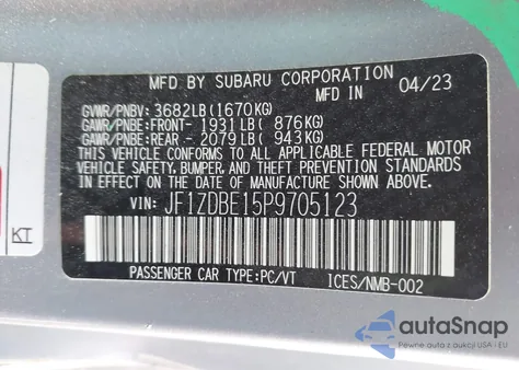 2023 Subaru Brz Limited from USA, damaged, VIN JF1ZDBE15P9705123